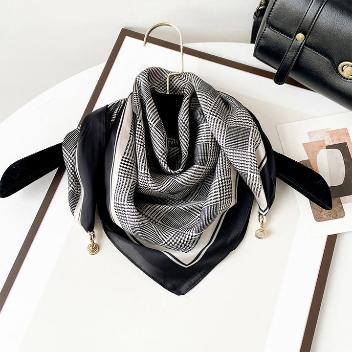 Bufanda cuadrada ligera con estampado artístico retro elegante para mujer - Estilo #17 - image 16