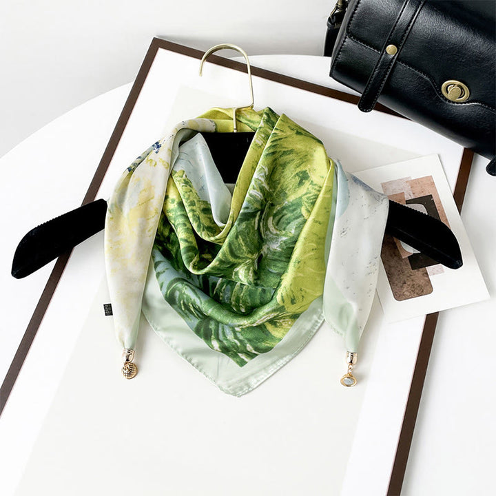 Bufanda cuadrada ligera con estampado artístico retro elegante para mujer - Estilo #3 - image 2