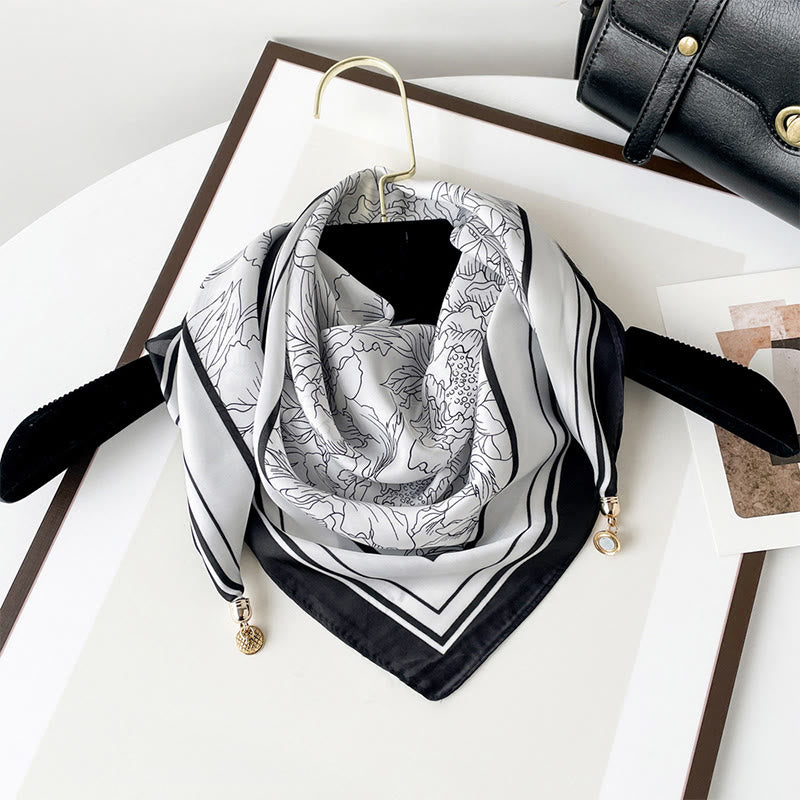 Bufanda cuadrada ligera con estampado artístico retro elegante para mujer - Estilo #13 - image 12
