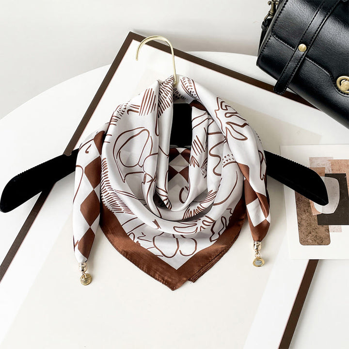 Bufanda cuadrada ligera con estampado artístico retro elegante para mujer - Estilo #14 - image 13