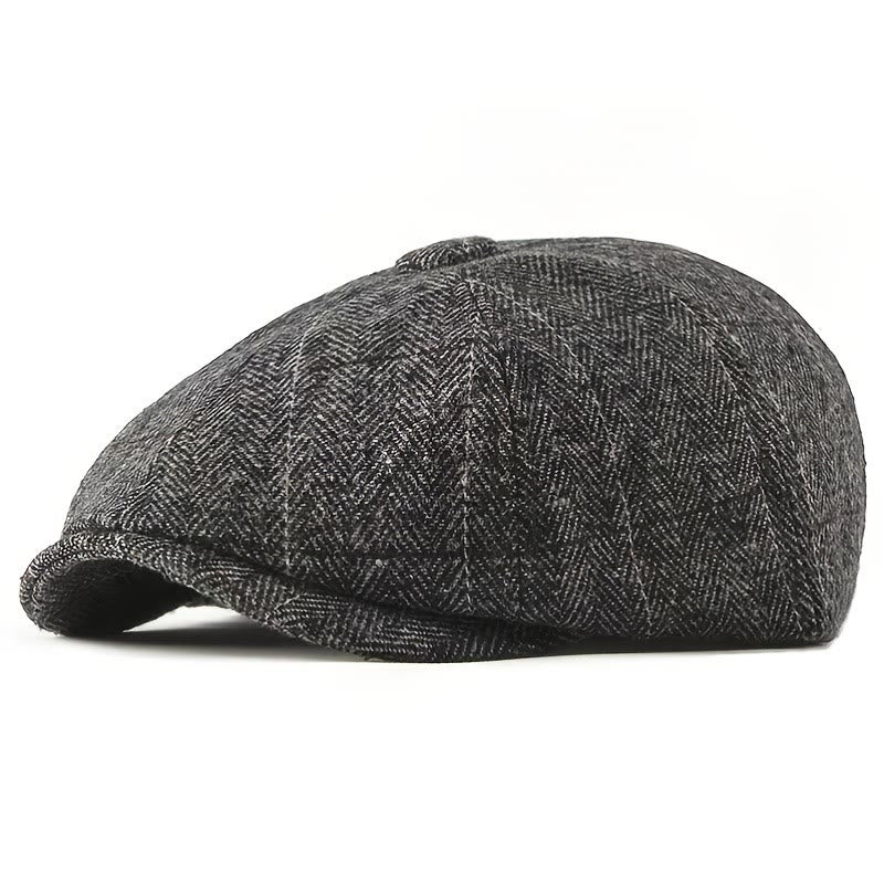 Gorro de boina estilo vendedor de periódicos con diseño de espiga retro elegante para hombre - Gris - M (22-22 7/8") - image 1