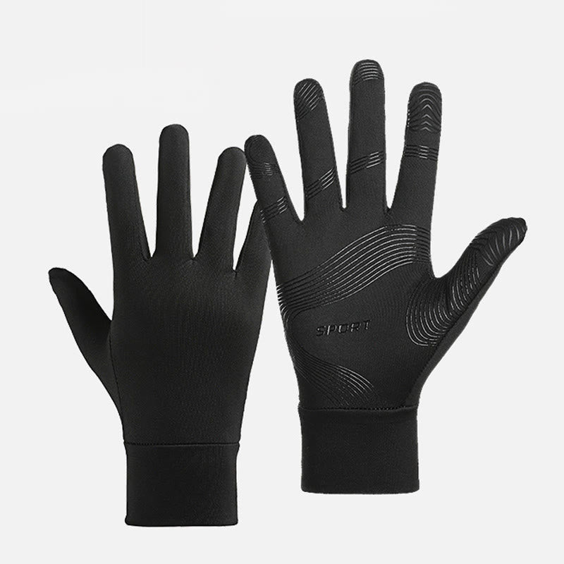 Guantes elásticos cálidos de invierno antideslizantes deportivos para hombre - Negro - SG - image 0