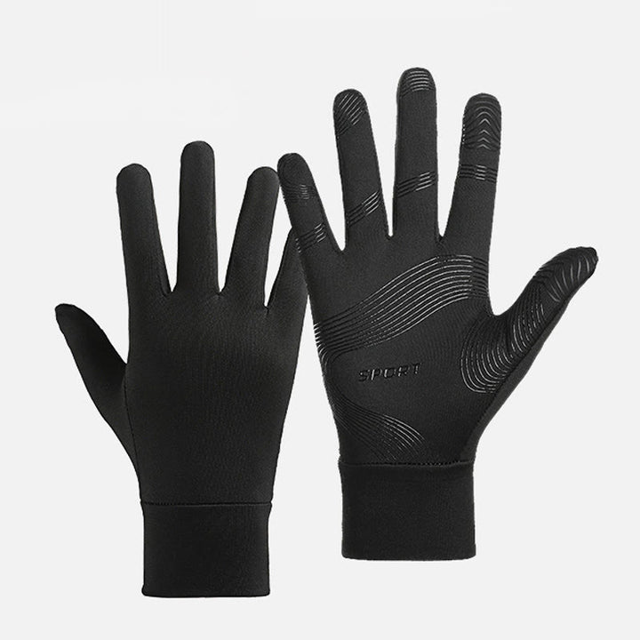 Guantes elásticos cálidos de invierno antideslizantes deportivos para hombre - Negro - SG - image 0