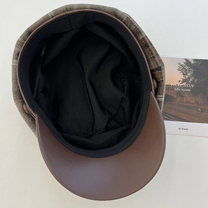 Boina de vendedor de periódicos a cuadros retro para mujer - image 2