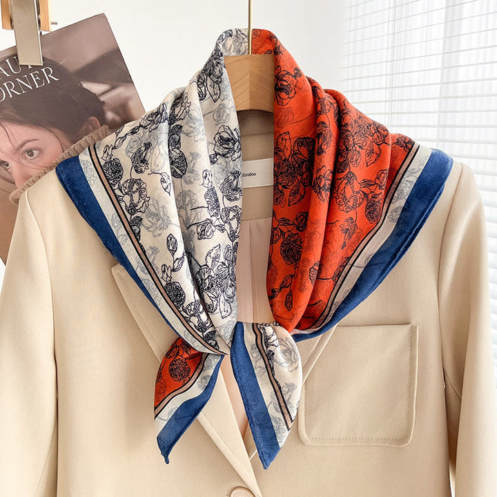 Bufanda cuadrada fina con estampados variados para mujer - Estilo #39 - image 38