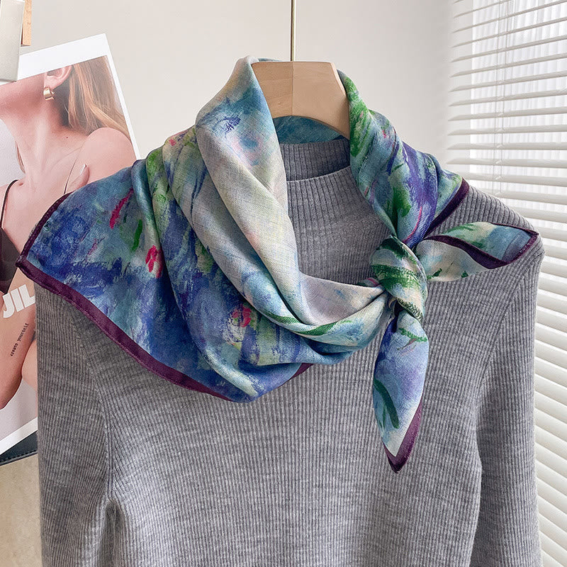 Bufanda cuadrada fina con estampados variados para mujer - Estilo #4 - image 3