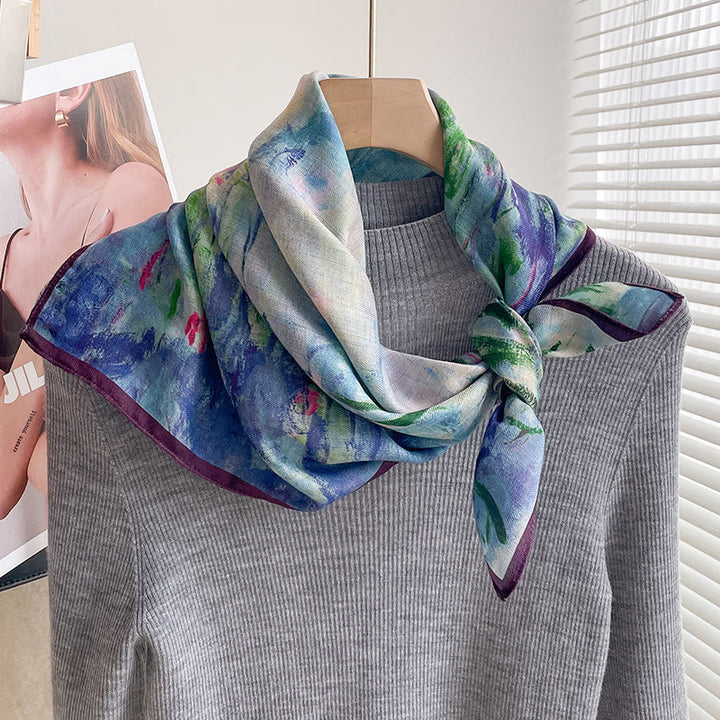 Bufanda cuadrada fina con estampados variados para mujer - Estilo #4 - image 3