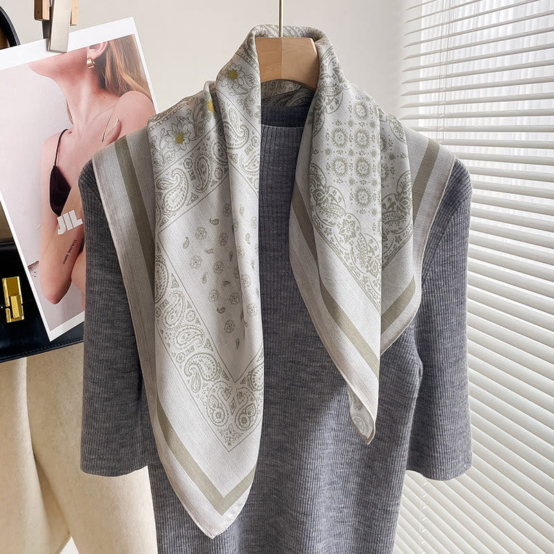 Bufanda cuadrada fina con estampados variados para mujer - Estilo #10 - image 9