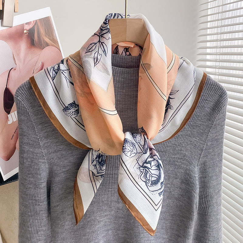 Bufanda cuadrada fina con estampados variados para mujer - Estilo #6 - image 5