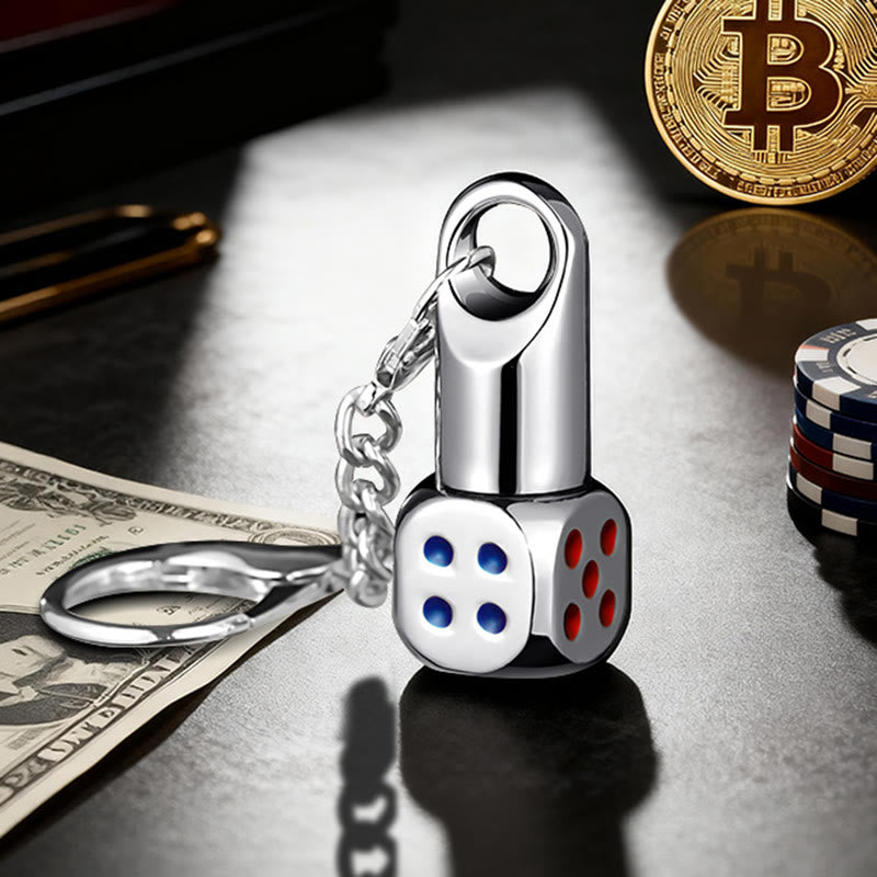 Llavero encendedor de queroseno recargable con mini dados clásicos - Plata - image 1