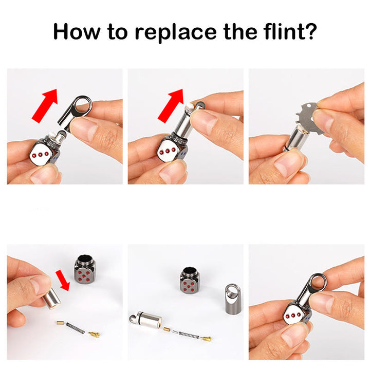 Llavero encendedor de queroseno recargable con mini dados clásicos - image 9