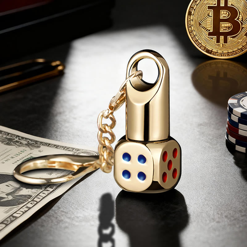 Llavero encendedor de queroseno recargable con mini dados clásicos - Oro - image 10