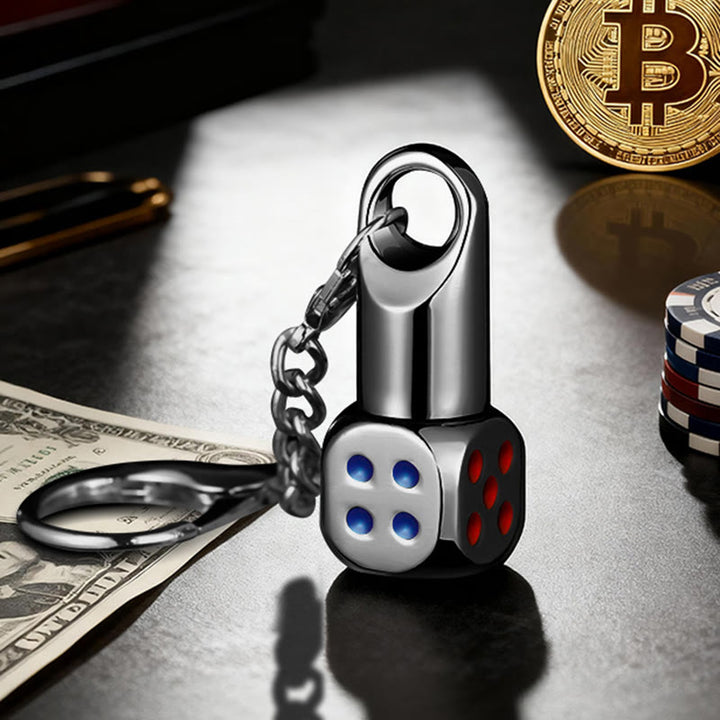 Llavero encendedor de queroseno recargable con mini dados clásicos - Negro - image 11