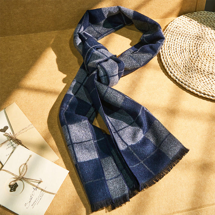 Bufanda cálida clásica con borlas a cuadros para hombre - image 0