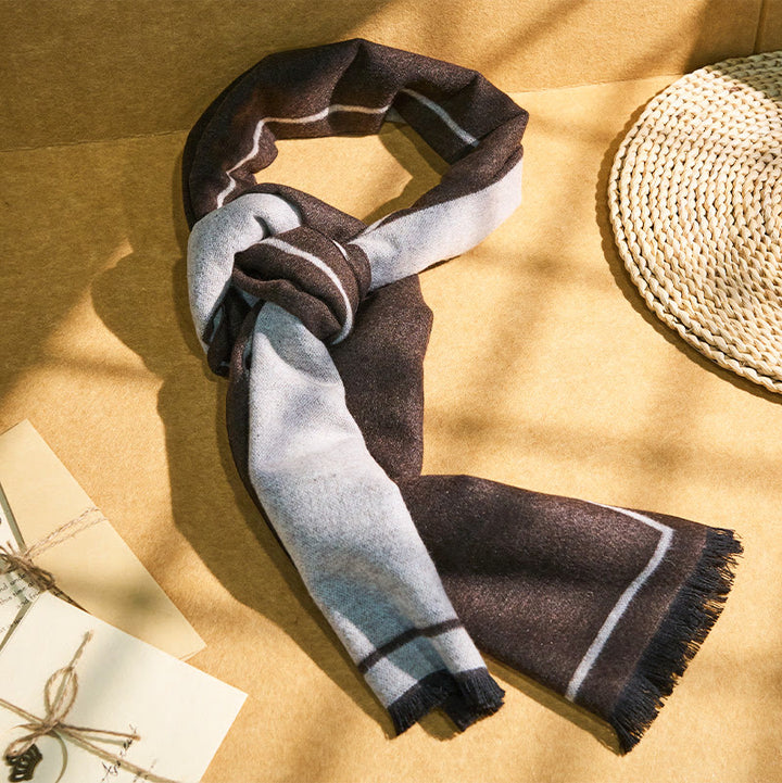 Bufanda clásica de rayas con borlas cálidas para hombre - image 2