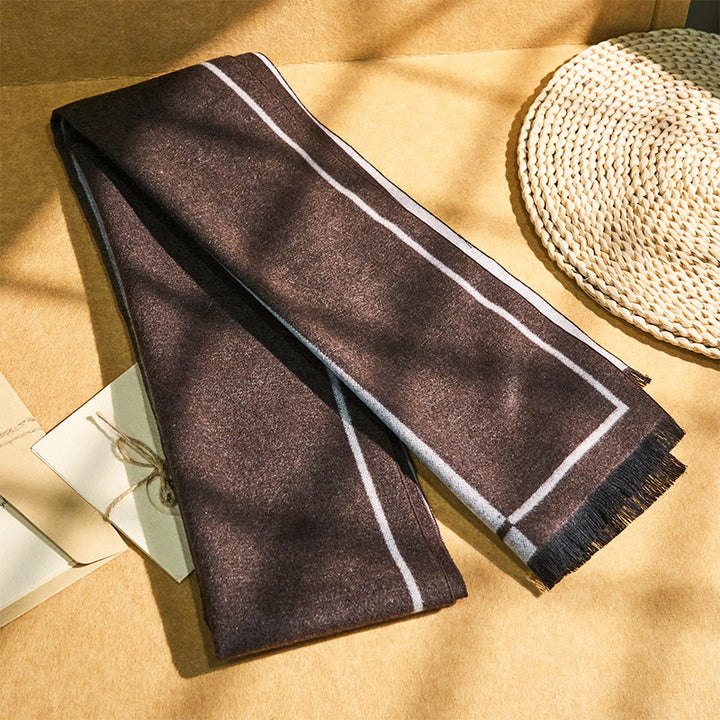 Bufanda clásica de rayas con borlas cálidas para hombre - image 3