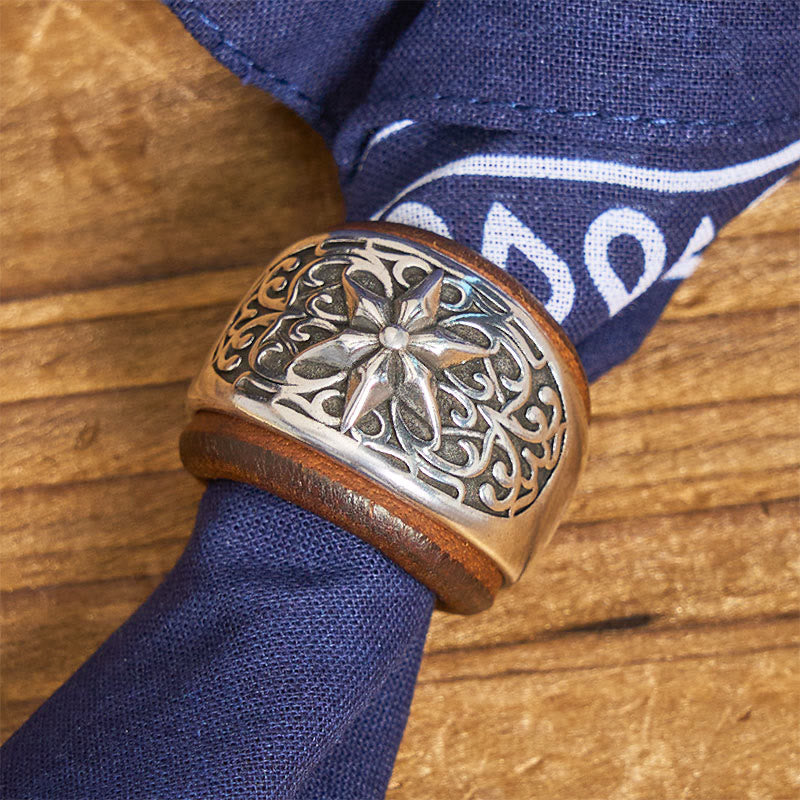 Pañuelo de bolsillo con estampado de anacardos y botón redondo hexagrama - image 4