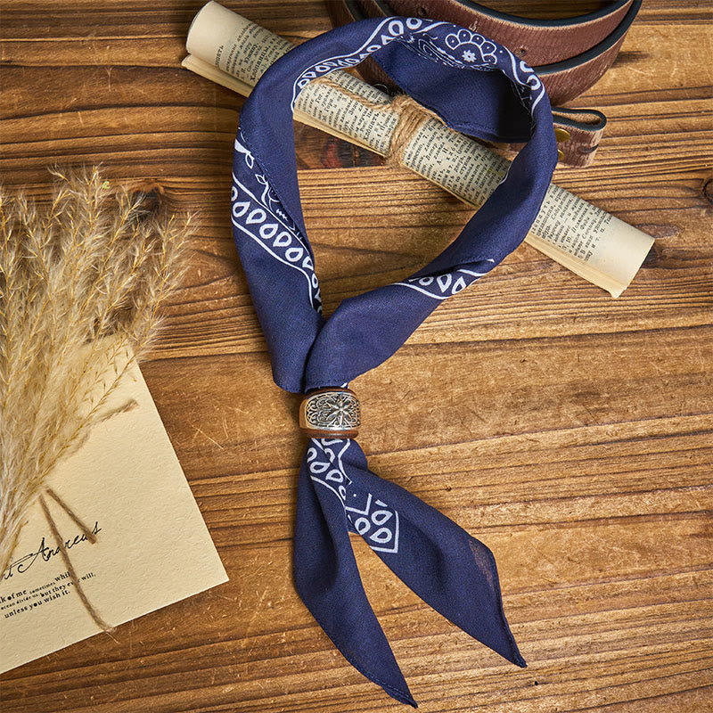 Pañuelo de bolsillo con estampado de anacardos y botón redondo hexagrama - image 3