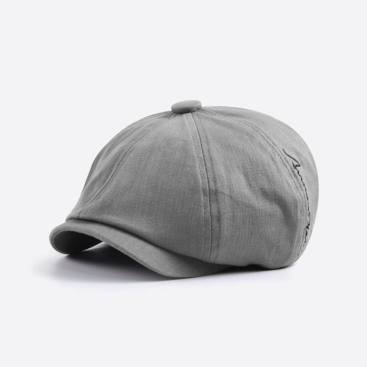 Gorro de boina estilo vendedor de periódicos con detalle bordado retro elegante para hombre - Gris - Ajustable (22-23 5/8") - image 2