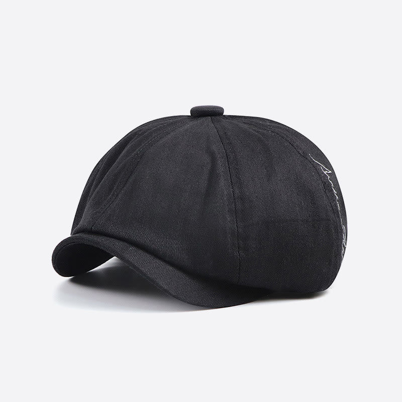 Gorro de boina estilo vendedor de periódicos con detalle bordado retro elegante para hombre - Negro - Ajustable (22-23 5/8") - image 1