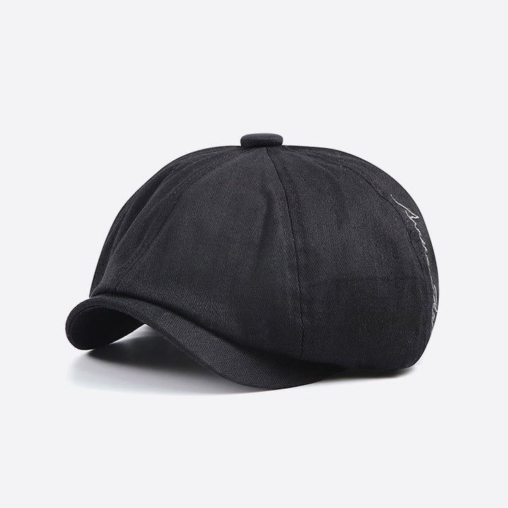 Gorro de boina estilo vendedor de periódicos con detalle bordado retro elegante para hombre - Negro - Ajustable (22-23 5/8") - image 1