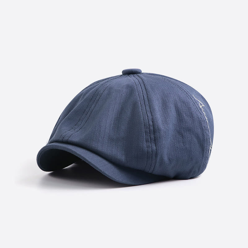 Gorro de boina estilo vendedor de periódicos con detalle bordado retro elegante para hombre - Azul - Ajustable (22-23 5/8") - image 0