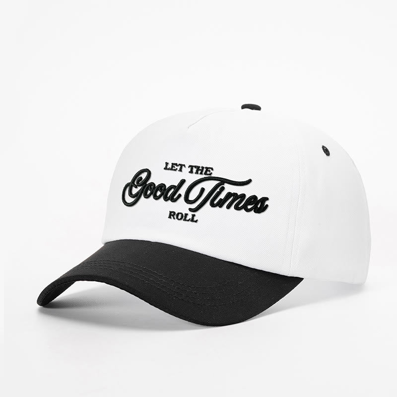 Gorra de béisbol bordada en dos tonos "Let the Good Times Roll" - blanco con negro - M (22-22 7/8") - image 1