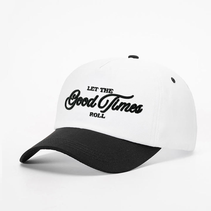 Gorra de béisbol bordada en dos tonos "Let the Good Times Roll" - blanco con negro - M (22-22 7/8") - image 1