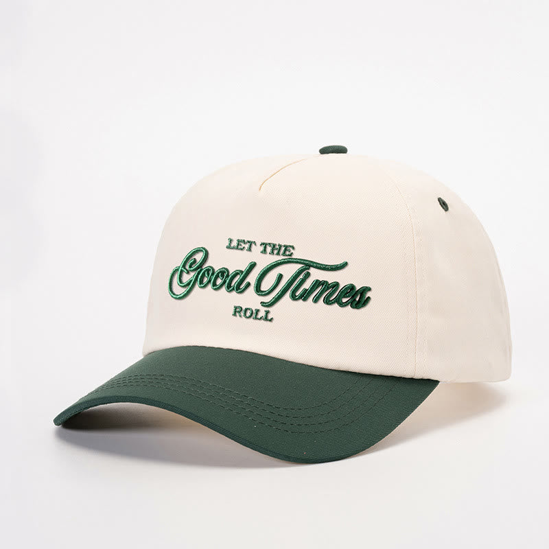 Gorra de béisbol bordada en dos tonos "Let the Good Times Roll" - blanco roto con verde oscuro - M (22-22 7/8") - image 4