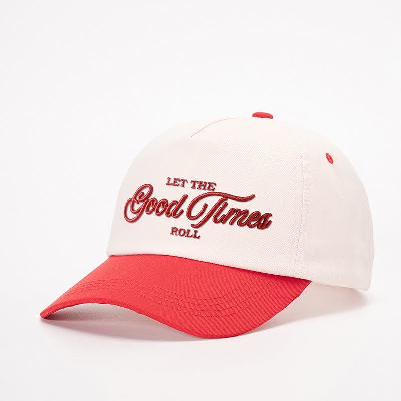 Gorra de béisbol bordada en dos tonos "Let the Good Times Roll" - blanco roto con rojo - M (22-22 7/8") - image 3