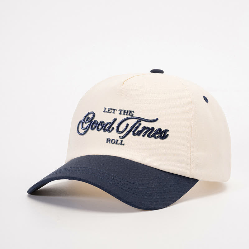 Gorra de béisbol bordada en dos tonos "Let the Good Times Roll" - blanco roto con azul marino - M (22-22 7/8") - image 5