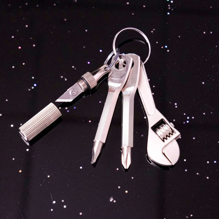 Miniherramienta de bolsillo 4 en 1, cuchillo, llave inglesa, destornillador y llavero - 4 piezas - image 0