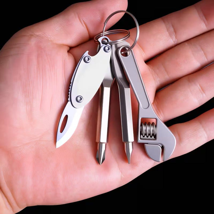 Juego de herramientas compacto 4 en 1: cuchillo, llave inglesa, destornillador y llavero - 4 piezas - image 0
