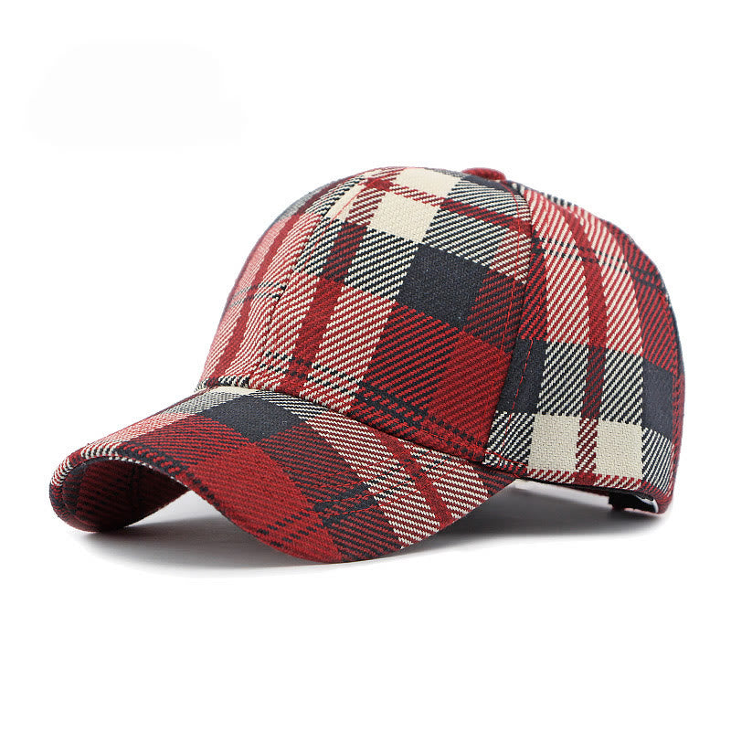 Gorra de béisbol informal multicolor con estampado de cuadros retro - Rojo - Ajustable (21 5/8''-23 5/8") - image 0