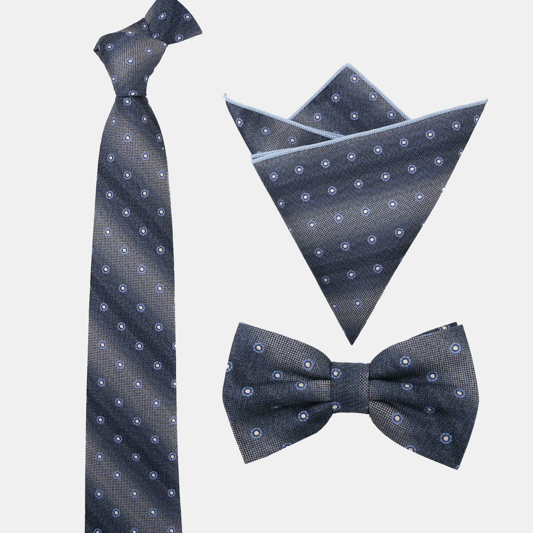 Conjunto de 3 corbatas y pañuelos de bolsillo con estampado de puntos degradados para hombre - image 5