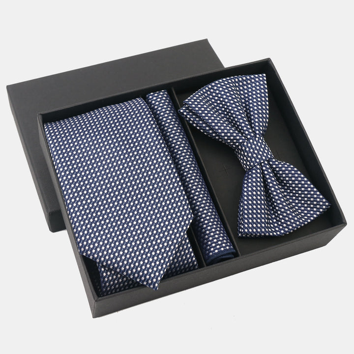 Conjunto de 3 corbatas y pañuelos de bolsillo con estampado de puntos degradados para hombre - Estilo #2 - image 2