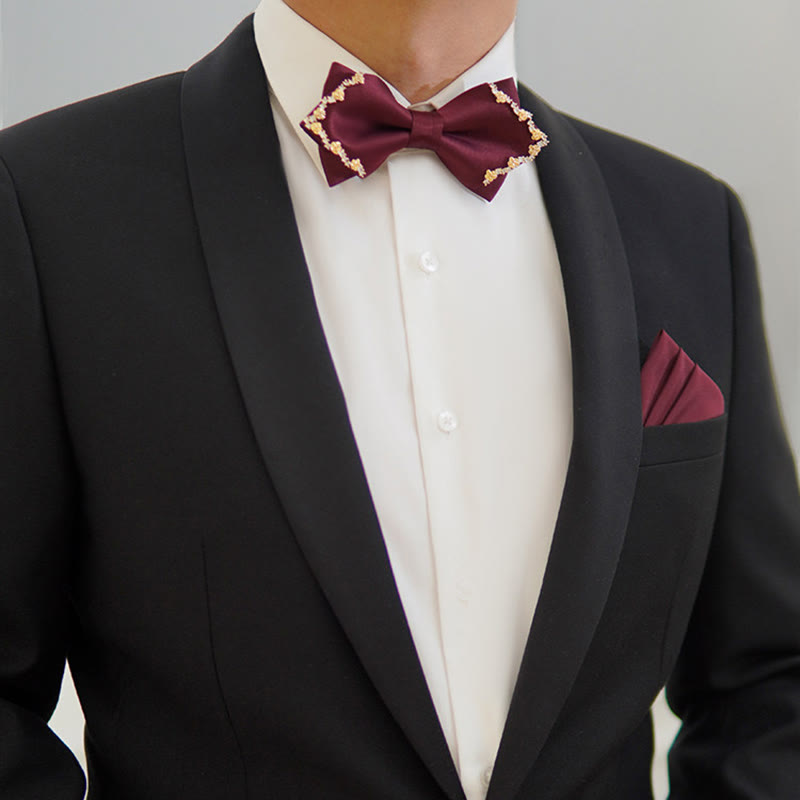 Pajarita de doble capa con borde de rosa dorado brillante - image 2