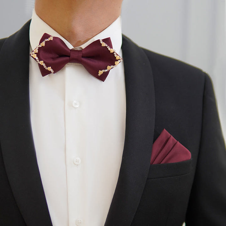 Pajarita de doble capa con borde de rosa dorado brillante - image 8