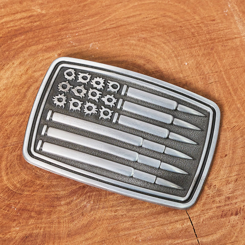 Cinturón de cuero con hebilla rectangular Silver Bullet para hombre - image 1