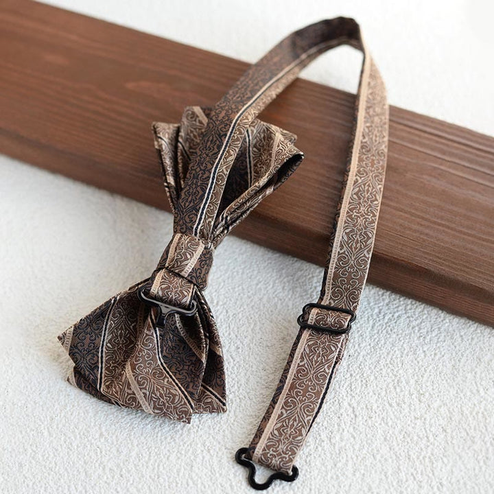 Conjunto de 5 corbatas retro con estampado diagonal marrón para hombre - image 6