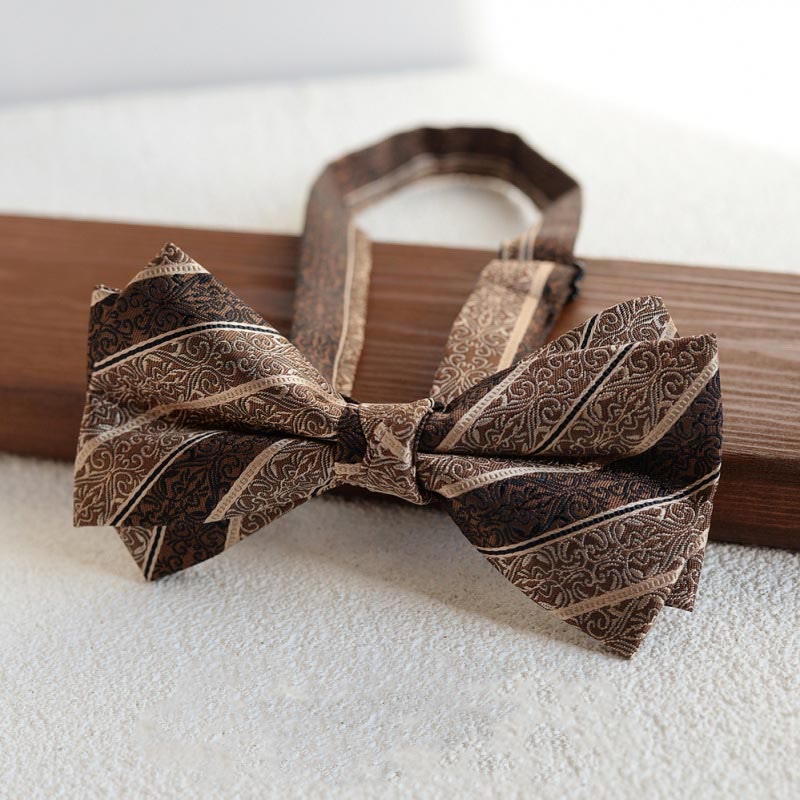 Conjunto de 5 corbatas retro con estampado diagonal marrón para hombre - image 5