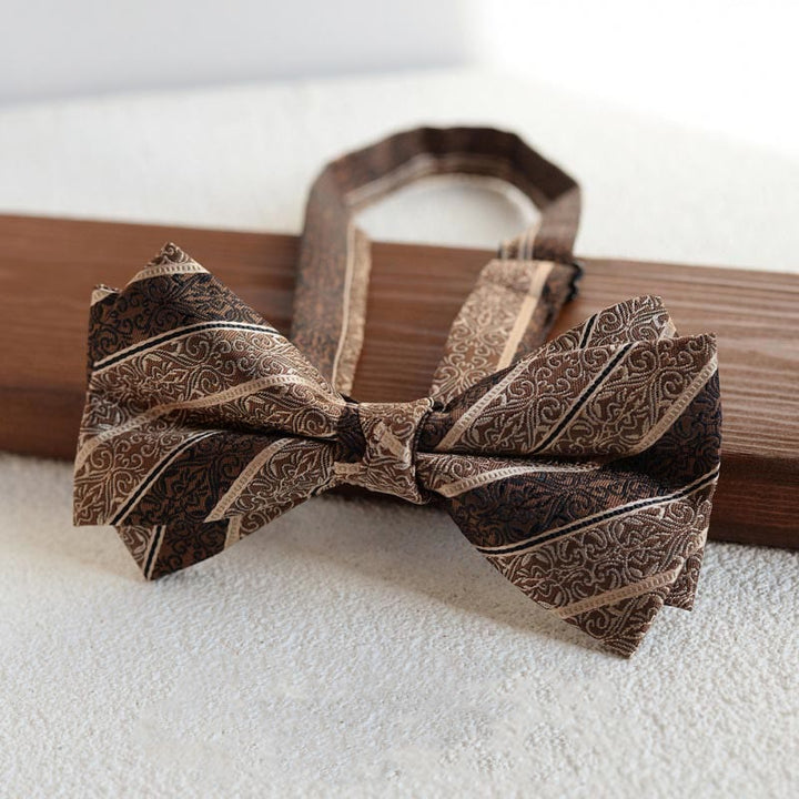 Conjunto de 5 corbatas retro con estampado diagonal marrón para hombre - image 5