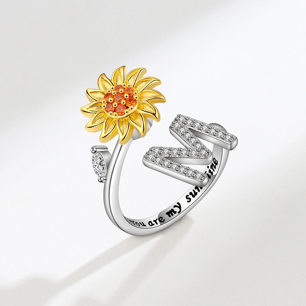 Anillo ajustable con inicial de girasol giratorio Anxiery - M - image 13