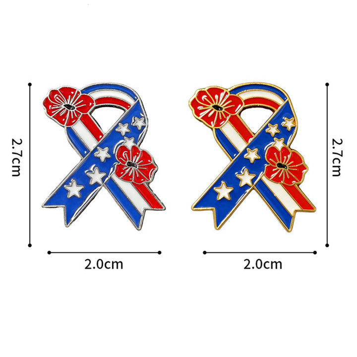 Broche de esmalte de amapola con cinta patriótica y bandera estadounidense - image 6