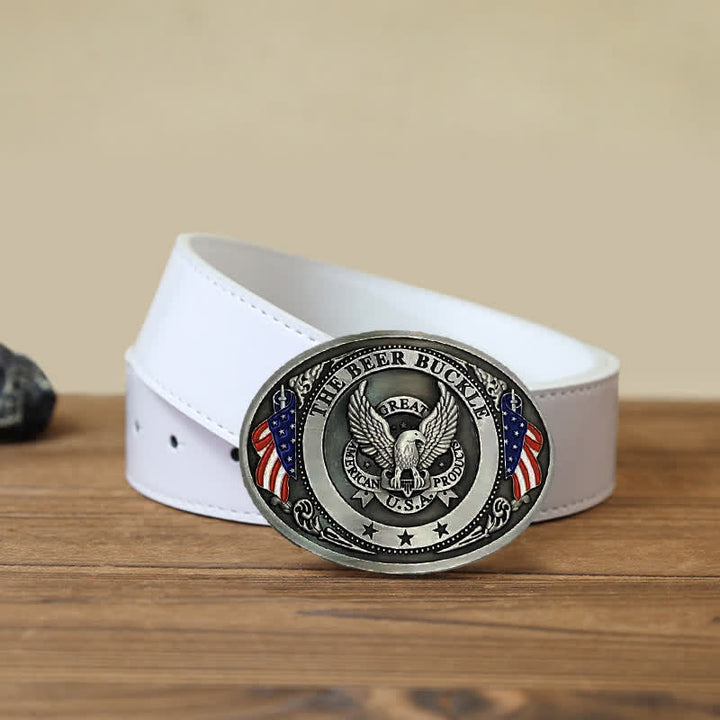 Cinturón de cuero con hebilla para hombre, diseño creativo con bandera de EE. UU. UU. y aguila