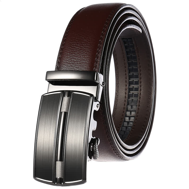 Cinturón de cuero con hebilla automática hueca simple para hombre