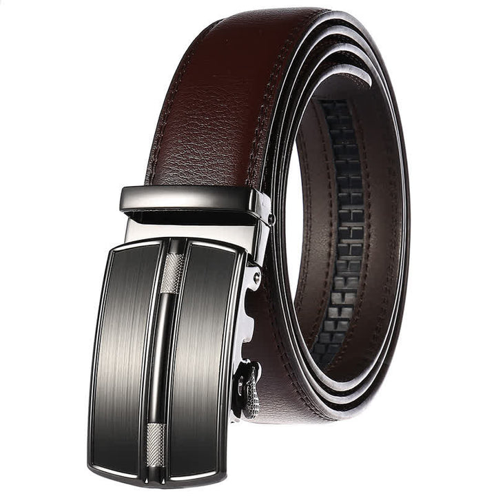 Cinturón de cuero con hebilla automática hueca simple para hombre