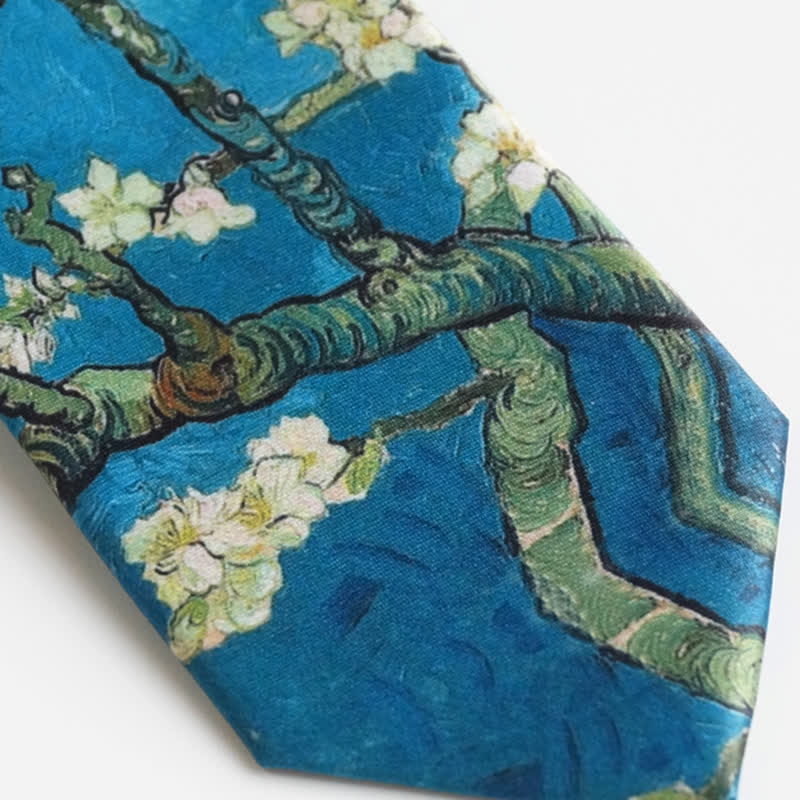 Corbata con diseño de árbol de almendro en flor para hombre