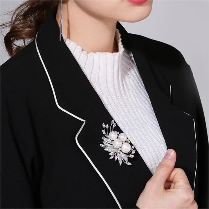 Broche de perlas con flores de fénix para mujer