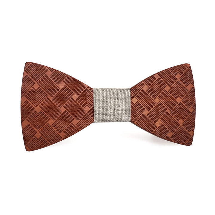 Pajarita de madera con patrón tejido para hombre